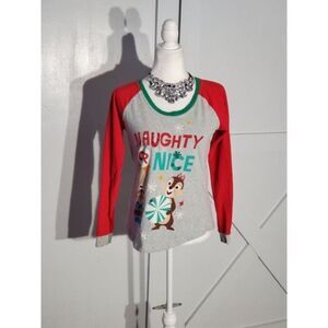 DISNEY CHRISTMAS PAJAMA TOP LONG SLEEVE COTTON SIZE SMALL
